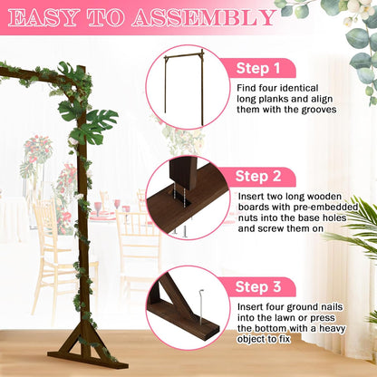 Wooden/Wood Arch 7.2FT for Wedding Ceremony, Arbor Backdrop Stand for Garden Parties, Indoor, Outdoor, Autumn Theme, Rustic Decorations
