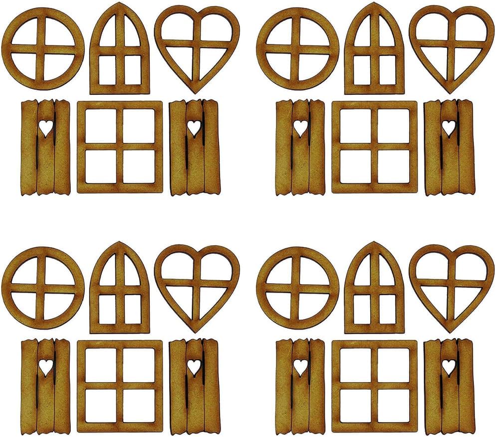 4 Pcs Wooden Fairy Garden Door and Windows Ornaments Tree Statues for Tree Trunk Yard Decoration Miniature Garden Buildings