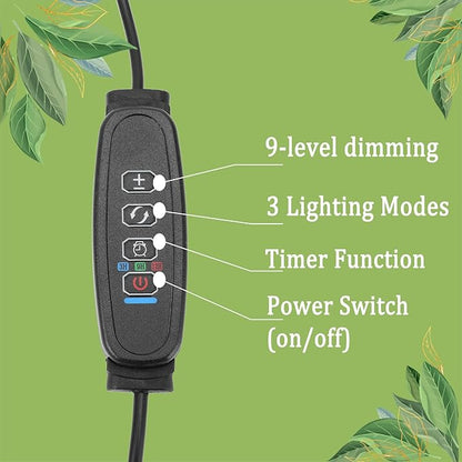 Grow Lights for Indoor 6000K White Red 40 LEDs, Full Spectrum 9-Level Dimmable Indoor Plant Growing Light for Seed Starting, Auto on/Off Clip LED Plant Grow Lamp, 3/9/12H Timer, 2Packs
