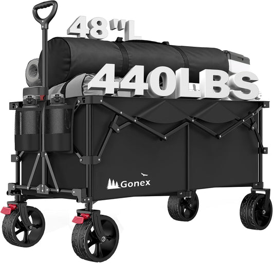Gonex 48''L Collapsible Foldable Heavy Duty Oversized Wagon with 440lbs Weight Capacity, 300L