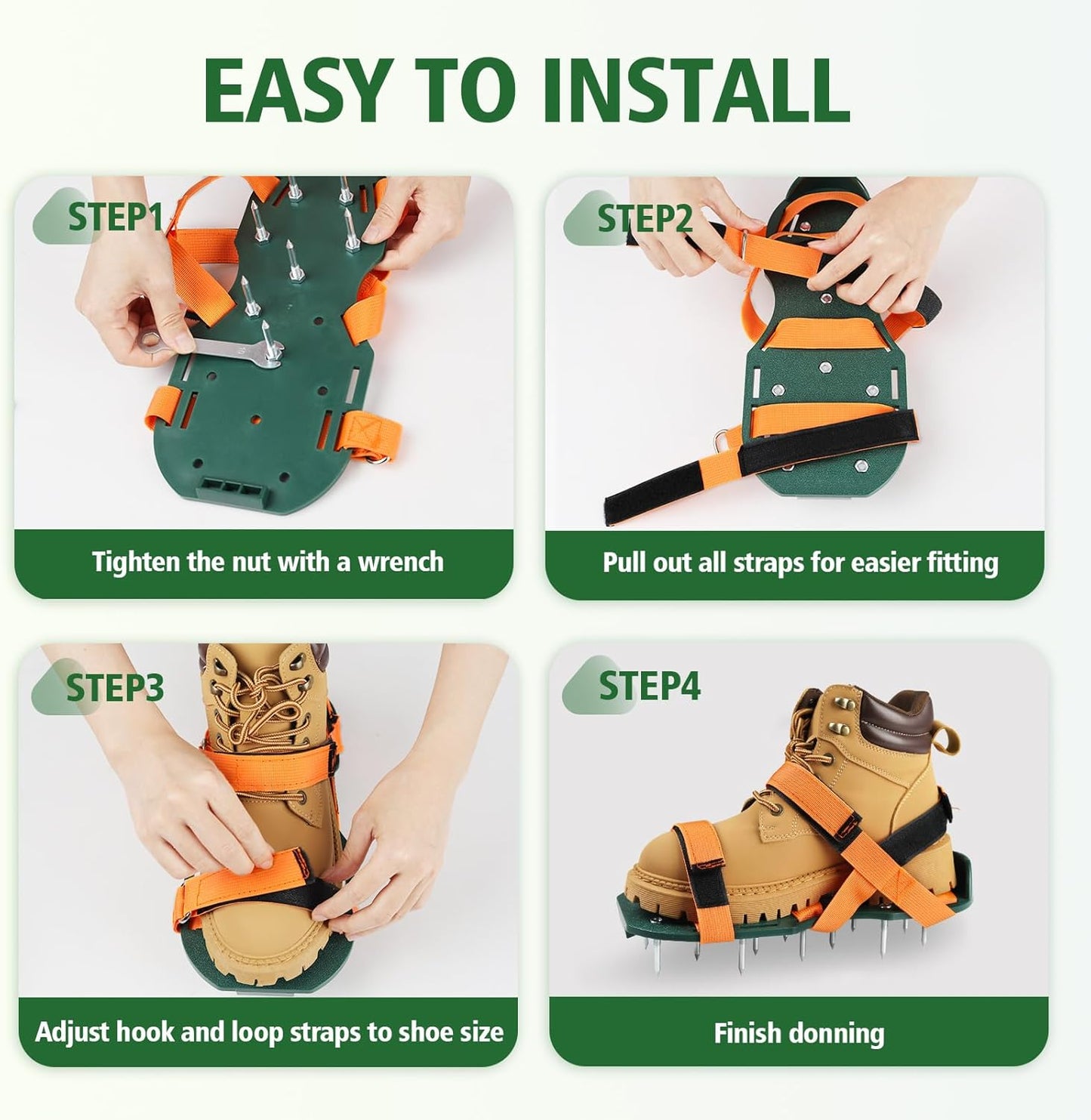 Lawn Aerator Shoes for Grass, Lawn Aeration Shoes with Adjustable Hook Loop Straps and Heavy Duty Spike, Soil Aerator Tool for Aerating Patio Yard Garden