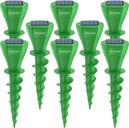 Solar Powered Mole Repellent, 8 Pack Ultrasonic Vole Repeller Outdoor, IP65 Waterproof Snake Deterrent, Gopher Remover Devices, Skunk, Groundhog Trap for Yard, Garden, Lawn