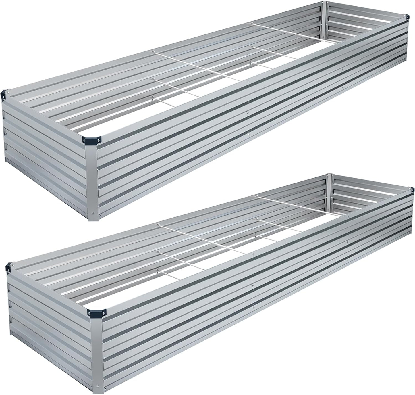 MGNO 2pcs 12x4x1FT Galvanized Raised Garden Bed-Outdoor Planter Box for Vegetables-Metal Garden Bed,RRectangle Planting Box for Herb,Flower