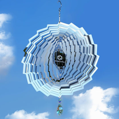 3D Wind Spinners Outdoor Flowing-Light Effect Metal Garden Decor, Highly Reflective Bird Deterrents for Outside, Mirrored Wind Sculptures to Scare Birds Away from Yard Patio Farm (Vortex-Silver)