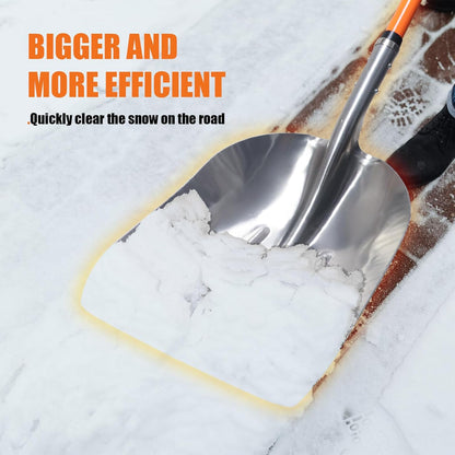 WIKER Aluminum Snow Shovel for Driveway, 45-Inch Large Capacity Blade, 3.5lbs Lightweight with Fiberglass D-Grip Handle, Heavy Duty Metal Snow Removal Tool for Home and Garden