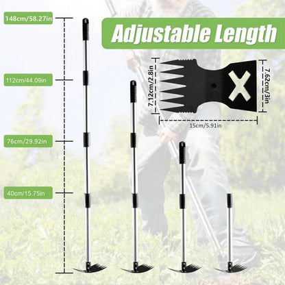 Hoe Garden Tool, 58" Weed Puller Tool with Long Handle, 2 in 1 Hand Weed Rake and Hoe Garden Weeder Tool, Uprooting Pulling Weed Remover Tool for Yard, Patio, Lawn and Garden