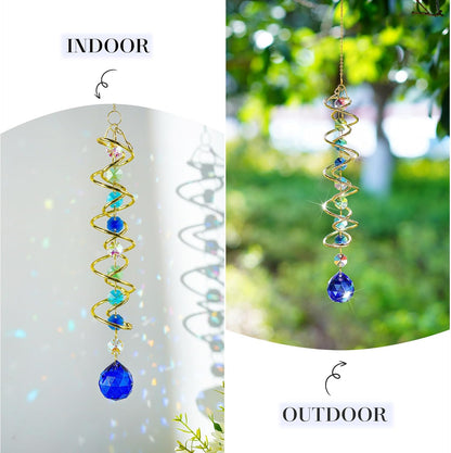 H&D HYALINE & DORA Gazing Ball Spiral Tail Crystal Suncatcher, Rainbow Maker Crystal Beads Decor Sun Catcher Hang with Hook for Window Indoor Outdoor