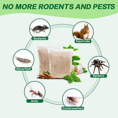 12 Pack Mouse Repellent Pouches - Natural Peppermint Oil, Long-Lasting Rodent Repellent - Safe for Pets & Family, Mice Repellent Indoor/Outdoor Use in Garage, Car & Garden