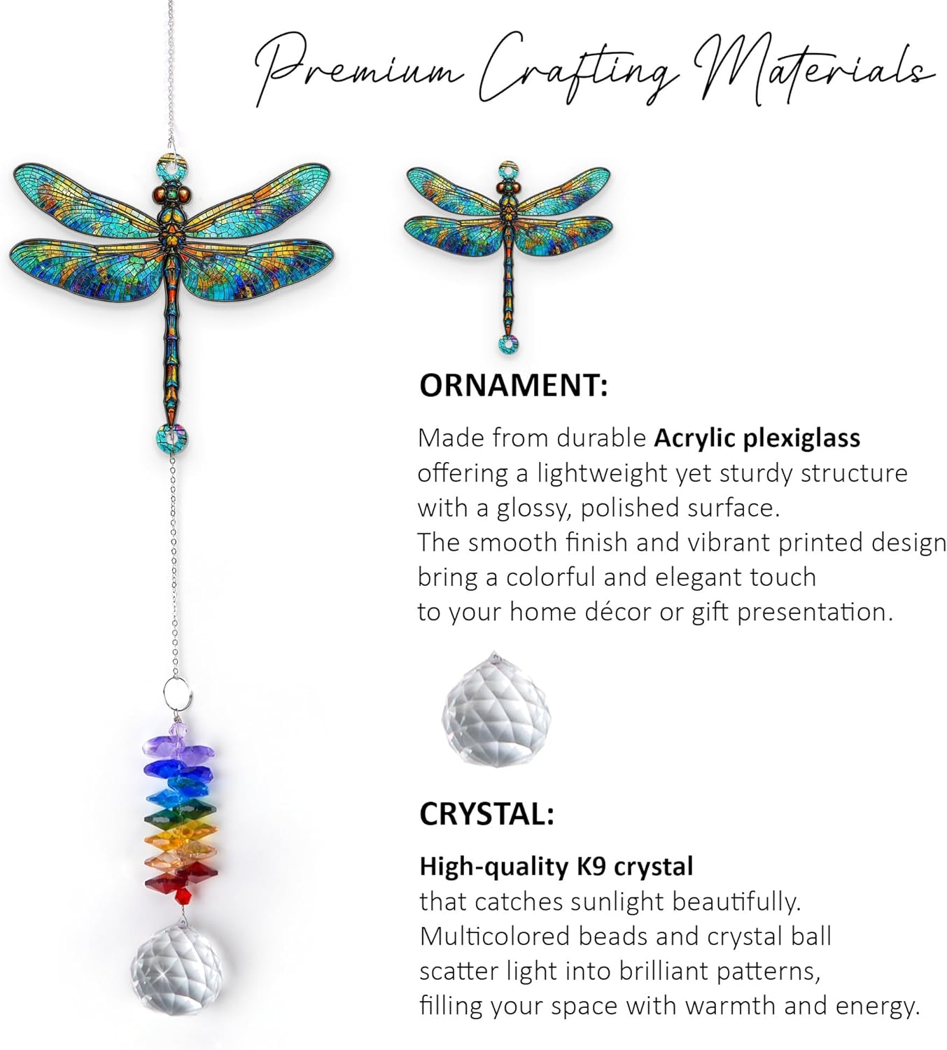 1 Layered Ornament Suncatcher - Dragonfly Gifts - Dragonflies Decor - Christmas Birthday Gifts for Women, Men - Dragonfly Keepsake - Remembrance Ornament - Rainbow Maker - Hanging Home Decor