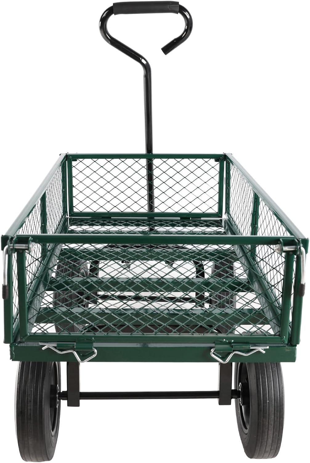 Heavy-Duty Solid Tire Garden Dump Cart - 4.86 cu. ft. Yard Wagon Cart with 600 LBS Capacity & Spacious Mesh Bed (37" x 19.5") - No-Flat Tires, Utility Wagon