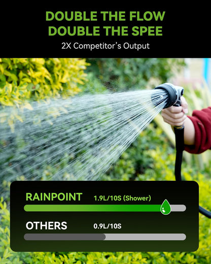 RAINPOINT Full-Metal Garden Hose Nozzle, Heavy Duty Water Hose Nozzle Sprayer With 10 Adjustable