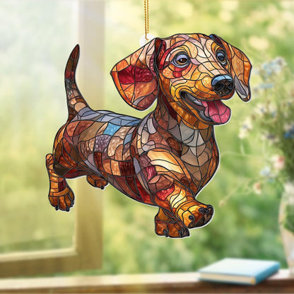 Acrylic Dog Christmas Ornament 2025 – Dachshund Gift for Lovers, Pet Memorial Keepsake, Cute Puppy Tree Decoration, Clear Acrylic Hanging Ornament for Pet Owners, Stocking Stuffer for Dog Mon, Sun-35