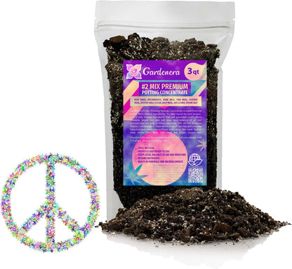 Gardenera Premium Organic #1 Potting Soil Mix - Ideal Nutrient Blend for Robust, High-Yield, and Beautifully Blooming Outdoor Guerrilla Growing Plants - 3 Quart