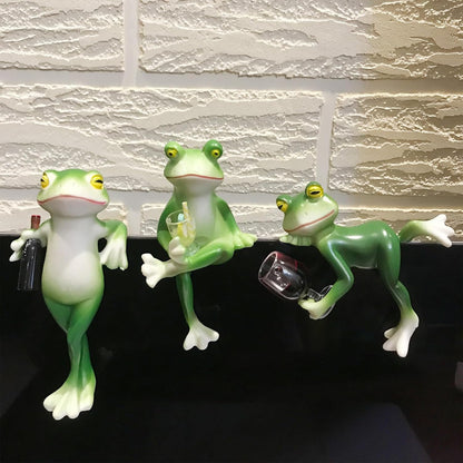 3 Pack Miniature Frog Figurines Decor Cute Resin Frog Statue Sculpture Garden Planter Pots Indoor Outdoor Patio Balcony Home Desk Lie Sit Stand