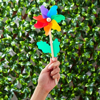 Blue Panda 12-Pack Rainbow Flower Pinwheels for Yard and Garden - Wind Spinners and Outdoor Party Favors for Kids, Pride and Birthday Decorations - Windmill for Yard - Pinwheels for Kids