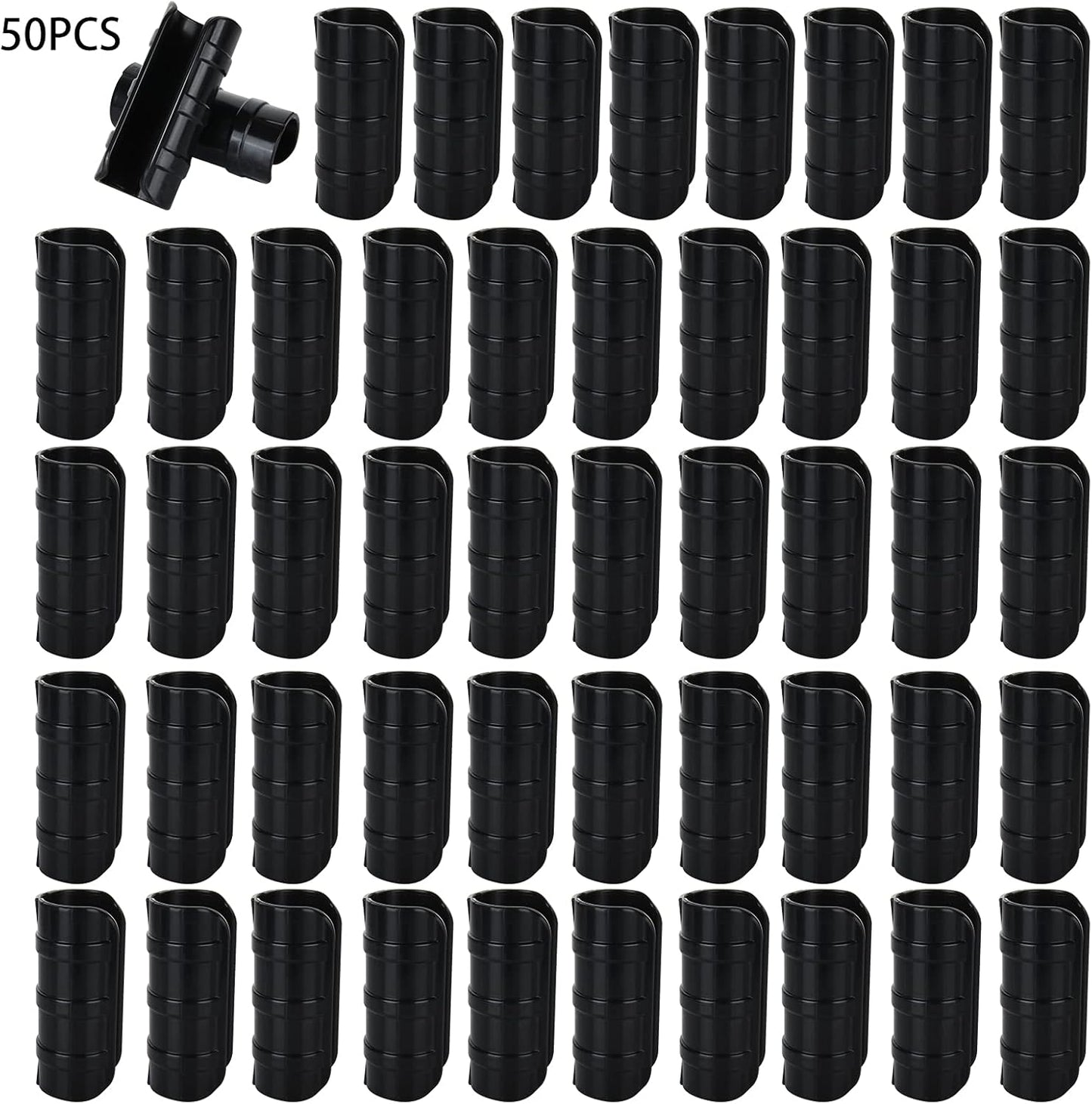 50 PCS 1 inch Greenhouse Clamps Clips 26mm Black ABS Snap Clamp Tube Clip Garden Buildings Tube Clip for Greenhouse Film, Sunshade Nets, Frame Shelters (Outer Ø 1.26”inner Ø 1”)