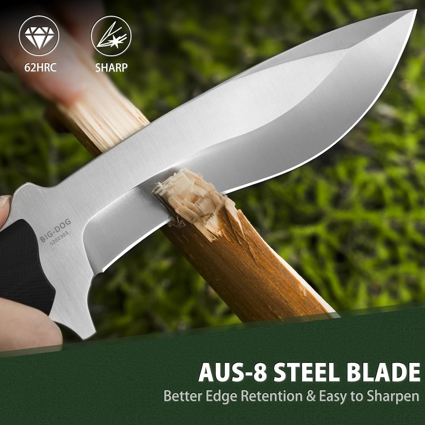 NedFoss Kukri Knife, Full Tang Hunting Knife with Sheath, 6" AUS-8 Steel Fixed Blade, 0.23" Thickness, G10 Handle, Heavy Duty Survival Knife Camping Gifts for Men Women