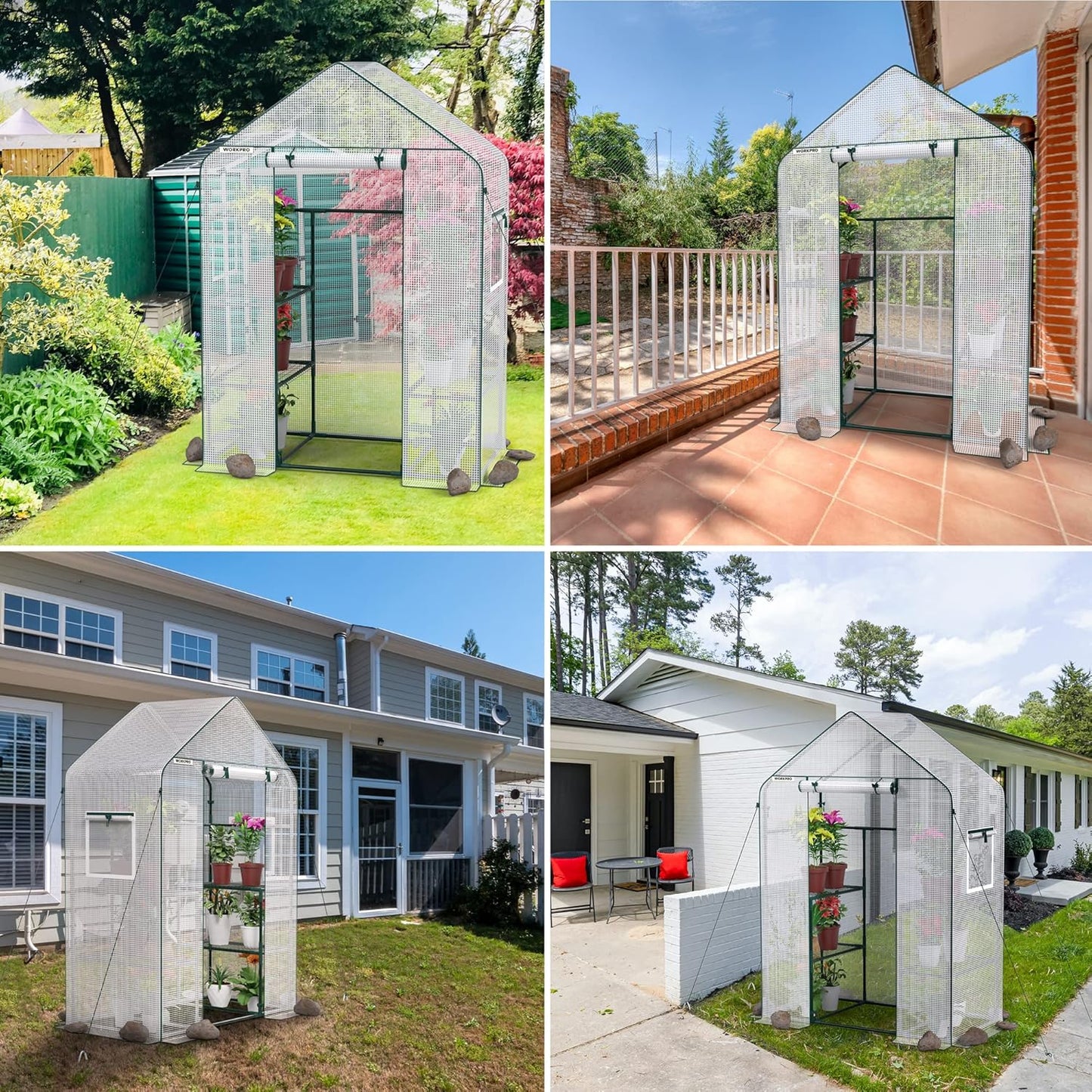 Walk-in Greenhouse 56”x29”x77” – 3-Tier 4 Shelves, Heavy Duty PE Cover, Roll-Up Door & Mesh Windows, Portable Indoor Outdoor Plant Greenhouse for Backyard Patio Balcony