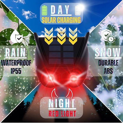 4 Pack Solar Nocturnal Animal Repellent – Predator Eye Defense – Waterproof Automatic Deterrent Red Lights for Farm, Orchard, Yard, Chicken Coop Accessories – Scares Coyote, Fox, Deer, Raccoon
