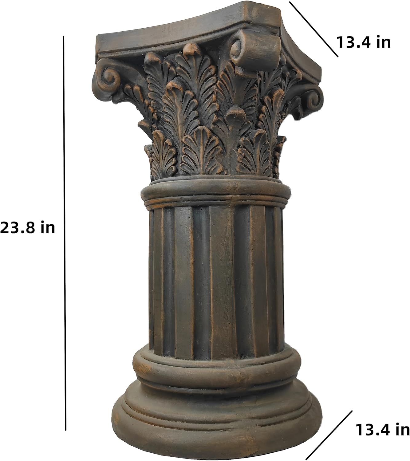 OUTOUR Exquisite Magnesium Oxide Corinthian Greek Column Pillar with Stand Base Pedestal for Indoor Outdoor Garden Pedestals Backyard Courtyard Patio Office Decor23.8’’High,Dark Bronze