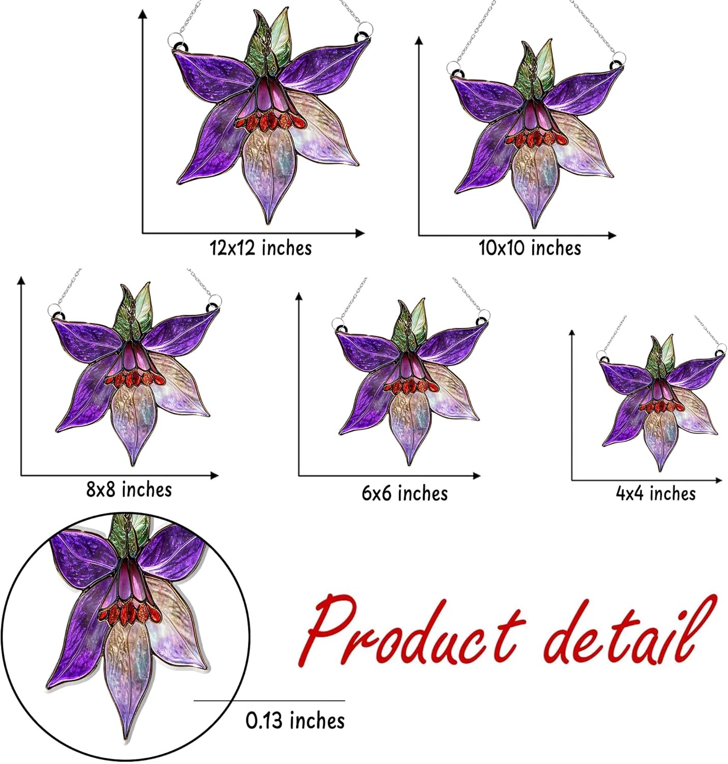 Clematis Flower Acrylic Suncatcher Stained Glass Effect Window Car Hanging Christmas Ornament Indoor Outdoor Decor Garden Sun Catcher Panel Gifts for Flowers Lover for Women Mom Grandma