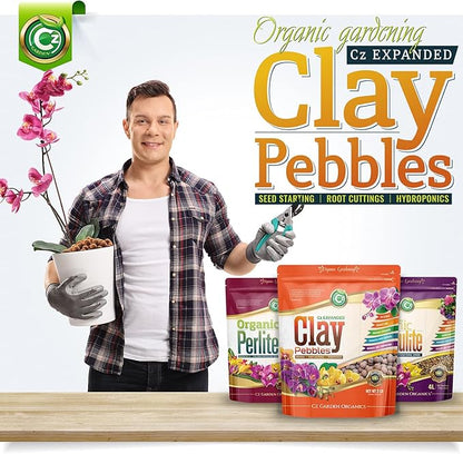 Expanded Clay Pebbles Grow Media for Orchids, NFT DWC Hydroponics, Aquaponics, Aquaculture LECA Plant Garden Soil Conditioner Amendment Ceramsite Aggregate (4 LB Cz Expanded Clay Pellets)