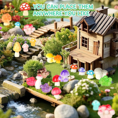 200pcs Mini Mushrooms Tiny Resin Mushrooms Miniature Little Small Mushroom Figures Bulk for for Micro Fairy Garden Landscape Aquarium Accessories Dollhouse Hide Crafts Decor
