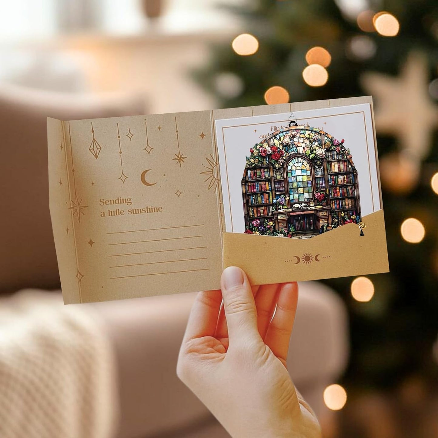 Book and Flower Bookish Acrylic Suncatcher Stained Glass Effect Window Car Hanging Christmas Ornament Indoor Outdoor Decor Garden Bookworm Sun Catcher Book Lover for Women Mom Grandma