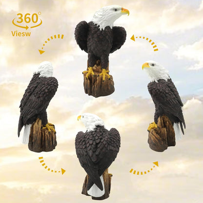 Garden Sculpture Hand-Painted Bald EagleResin Statue 14.2 Inch Tall with Stump Base Realistic Feather Texture & Vivid Postures for Home Office Yard Ornament