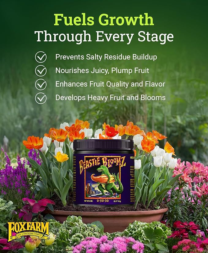 Foxfarm Soluble Nutrient Trio: Open Sesame, Cha Ching & Beastie Bloomz (Pack of 3-6 oz Jars) + Twin Canaries Chart