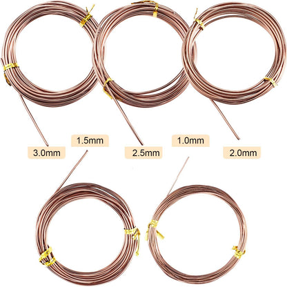 Hotop 10 Rolls Bonsai Wires Anodized Aluminum Bonsai Training Wire in 5 Sizes - 1.0 mm, 1.5 mm, 2.0 mm, 2.5 mm, 3.0 mm, Total 164 Feet (Brown)