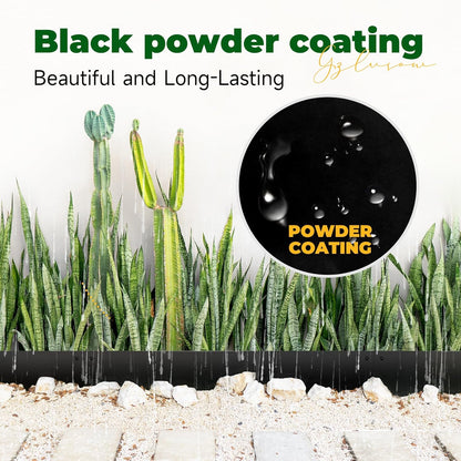 Steel Garden Edging with Top Bending Protection Metal Lanscape Edging Steel Lawn Edging 40 inch Strips, 8 inch Depth 180 Degree Bend for Garden,Lawn,Backyard, 6 Pack (8 inch-180 Degree Bend, Black)
