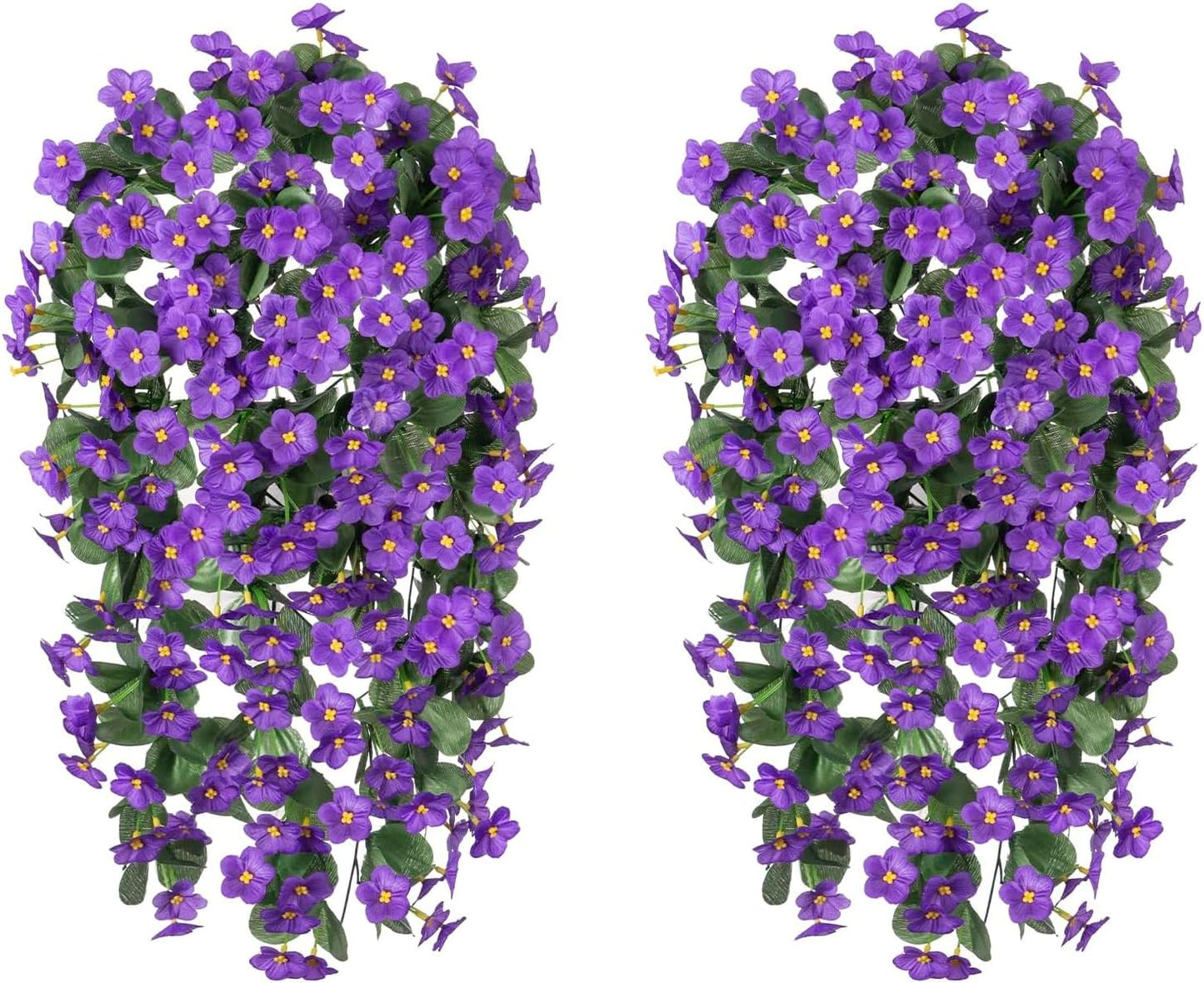 HyeFlora Artificial Faux Hanging Plants Flowers Vines for Outdoor Outside Fall Decoration, 2PCS Fake Silk Daisy Mums UV Resistant Look Real Purple Orchid Vine for Front Door Porch Planter Balcony
