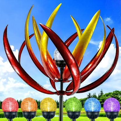 Large Solar Wind Spinners Outdoor for Yard Decor,70 inch Multi Color Tulip Wind Spinner,Outdoor Metal Wind Sculptures & Spinners with Stake,Wind Mill for Yard Art Lawn Garden Decor