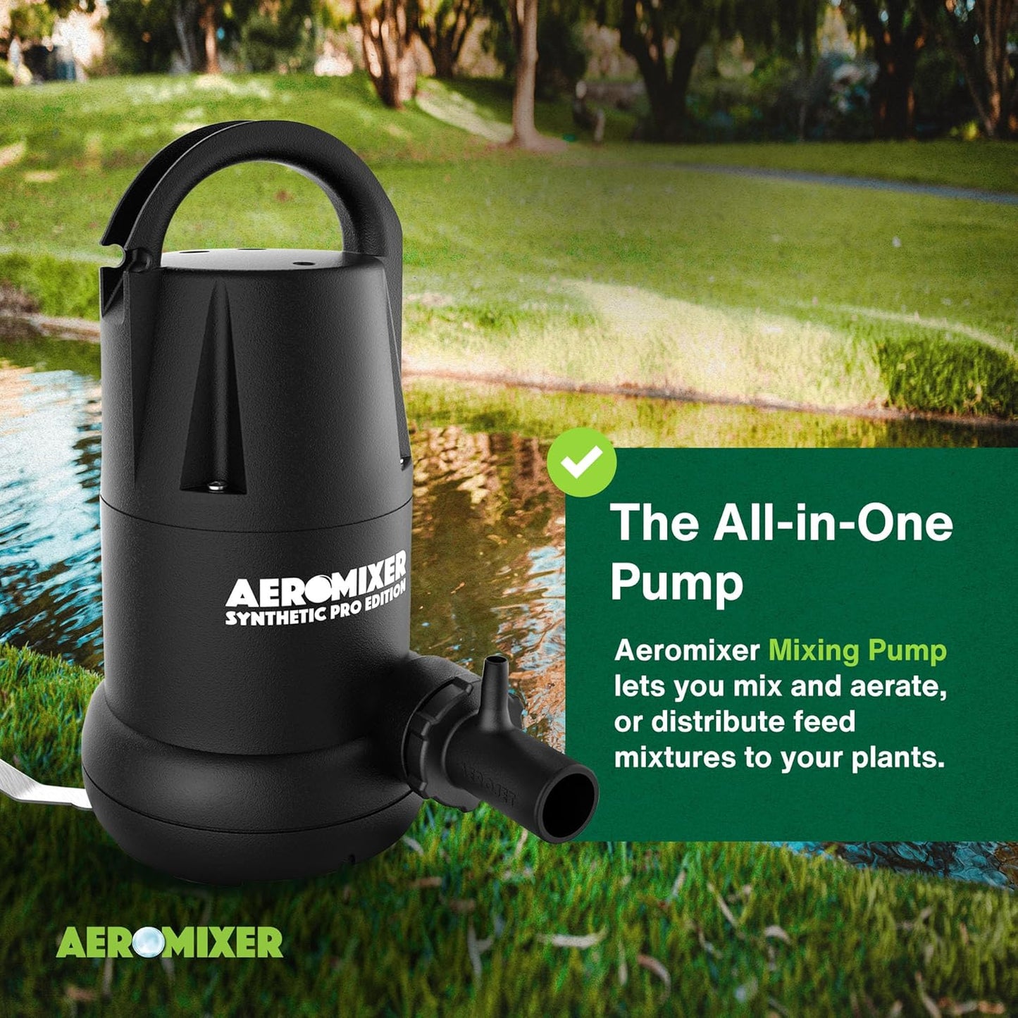 Aeromixer Synthetic 3/4 HP Submersible Mixing + Aerating Pump - Submersible Water Pump for Nutrient Mixing and Aerating, Electric Garden Water Pumps, Heavy Duty Outdoor Pumps for Farming and Gardening