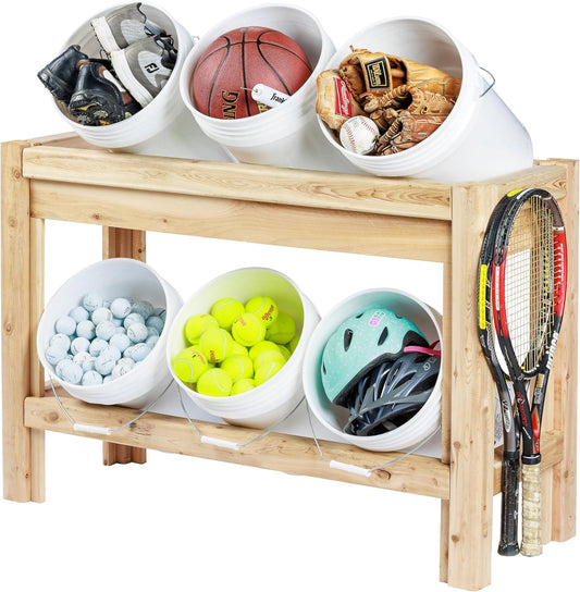 Greenes Fence Six Bucket Cedar Storage Shelves, 44 in. x 16 in. x 30 in. - Made in USA with North American Cedar