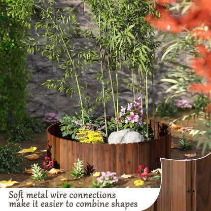 Wood Garden Edging Border Wooden Garden Fence No Dig Landscape Edging Lawn Fence Border Decorative Flower Bed Border Courtyards Planting Tree Fence Yard Patio Path Edging -11.8" H x 48" L (1PACK)