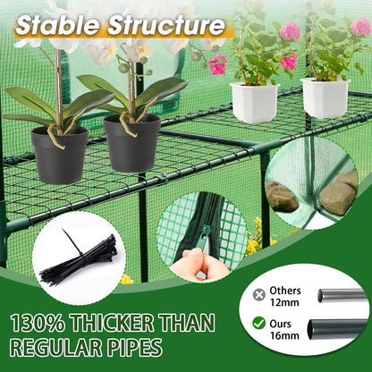 Greenhouse, 56×56×76" Walk in Greenhouse, Portable Green House for Outdoors with Thicken PE Cover, 3 Tiers 8 Shelves for Plants, Flowers, Seedling (Green, 56x56x76 inch)