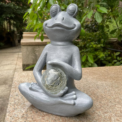 Solar Frog Garden Figurines Solar Lights Yoga Frog Statue for Outdoor Garden Patio Yard Frog Decor Gifts for Women Grandma Mother's Day Birthday Gifts