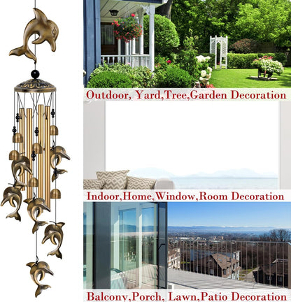 Dolphin Wind Chimes Decor, Mobile Blessing Wind Bells Decorate, Sympathy Wind Catcher, Memorial Gifts for Mom, Grandma, Woman (Housewarming/Outside/Indoor/Home/Room/Porch/Yard/Garden Decoration)