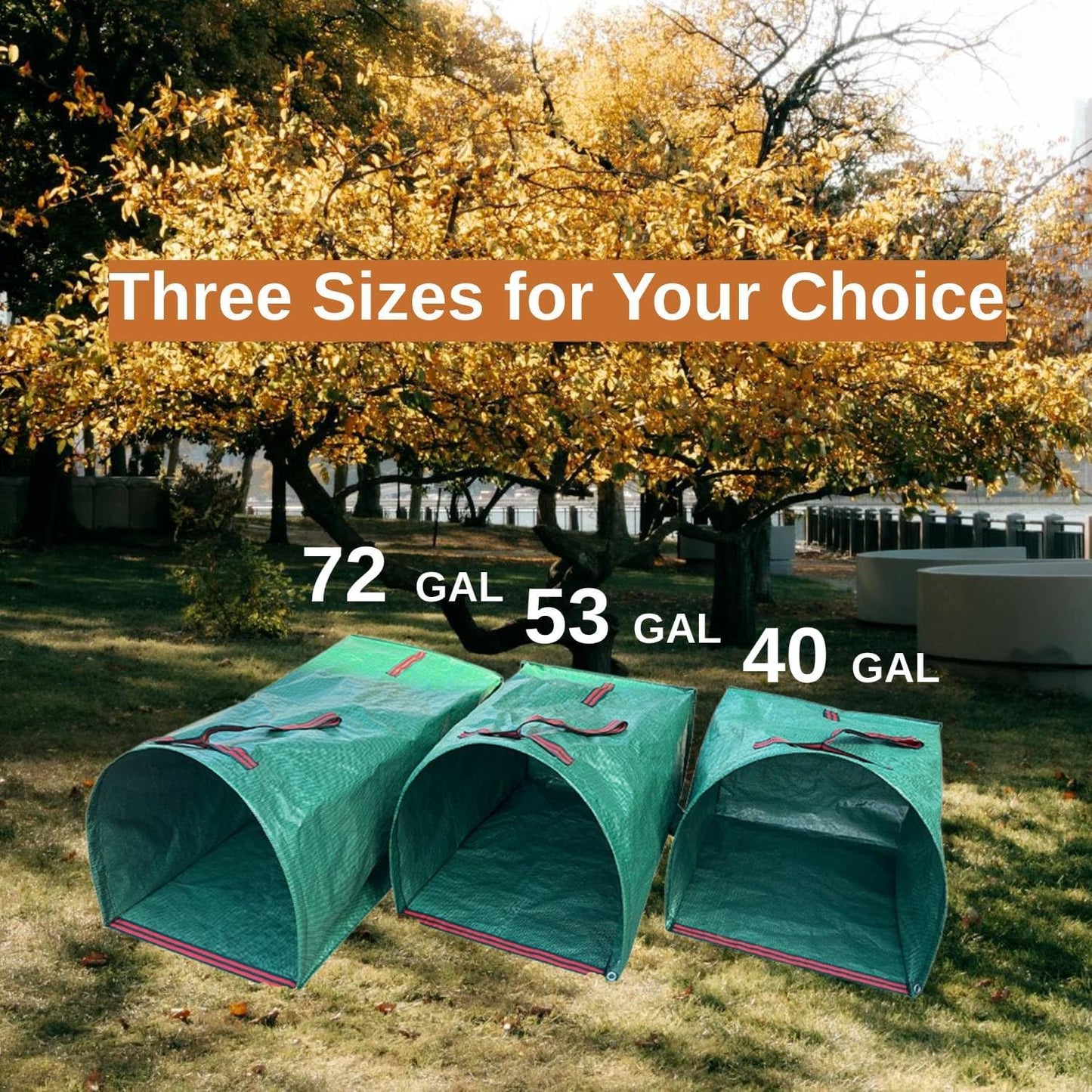 Leaf Collector – 3-Pack Heavy Duty Yard Waste Bags, 40-Gallon Collapsible & Reusable for Grass Clippings, Leaves & Garden Debris