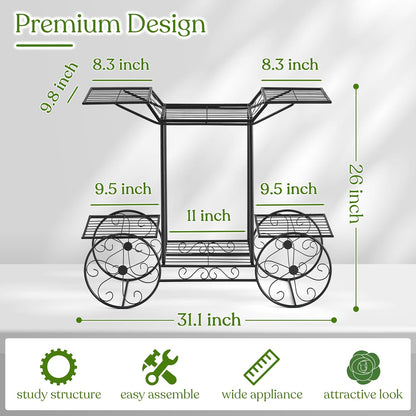 Sorbus® Garden Cart Stand & Flower Pot Plant Holder Display Rack, 6 Tiers, Parisian Style - Perfect for Home, Garden, Patio (Black)
