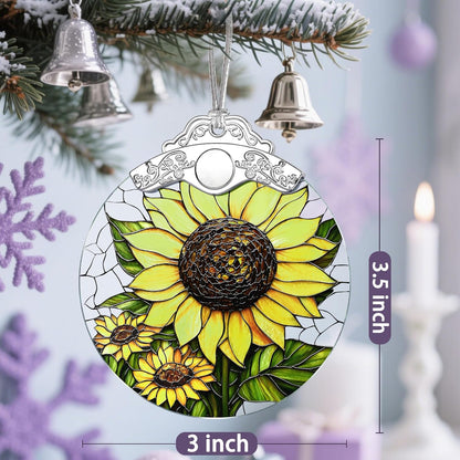 Stained Glass Ornament, Christmas Ornaments, Christmas Decorations for Tree, Holiday Ornament, Gifts for Flower Lovers, Holiday Party Gifts, Gift Ideas & Xmas Gift - Sunflower