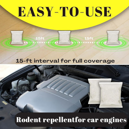 Mouse Repellent Pouches,Peppermint Oil Powered, Indoor Outdoor & Car Use, Natural Rodent Deterrent for Home, RV, Garage | Safe for Pets & Kids,Advanced Botanical Formula for RV & Vehicle Protection