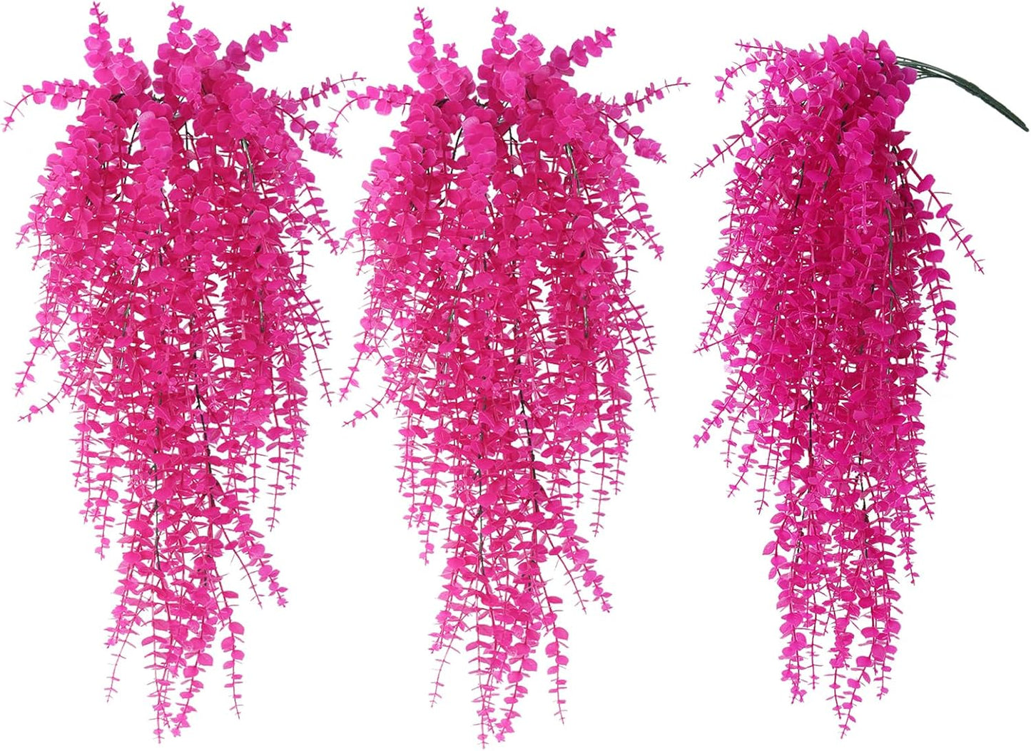 RECUTMS Artificial Plants Fake Hanging Vine Plant Hanging Eucalyptus Vine Artificial Leaves Greenery Plastic Plants for Indoor Bedroom Wall Decoration Outdoor Porch Home Wedding Decor(Pure Fuchsia)