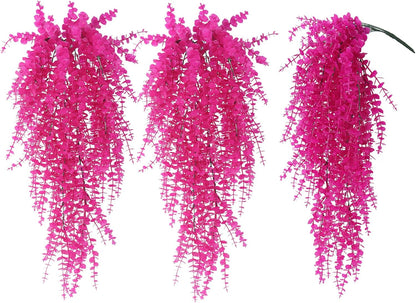 RECUTMS Artificial Plants Fake Hanging Vine Plant Hanging Eucalyptus Vine Artificial Leaves Greenery Plastic Plants for Indoor Bedroom Wall Decoration Outdoor Porch Home Wedding Decor(Pure Fuchsia)