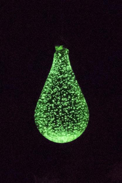 Artisan Crafts and Design 7” Glow in The Dark Hand-Blown Teardrop Glass Ornament Indoor and Outdoor Garden Decor