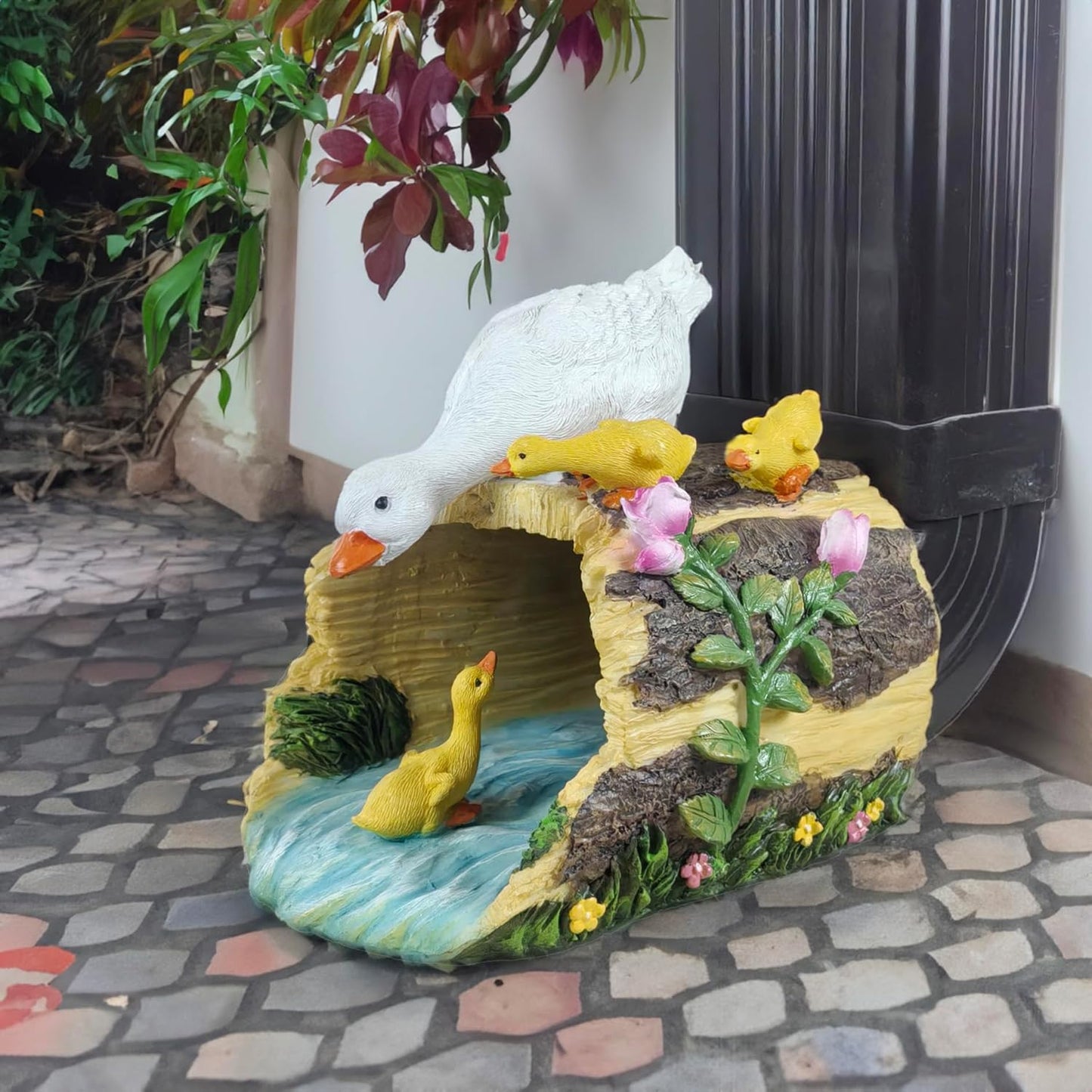 Duck Statues Gutter Extension Garden Decoration, Resin Outdoor Decor, Animal Downspout Diverter, 3"4" Extender Splash Block