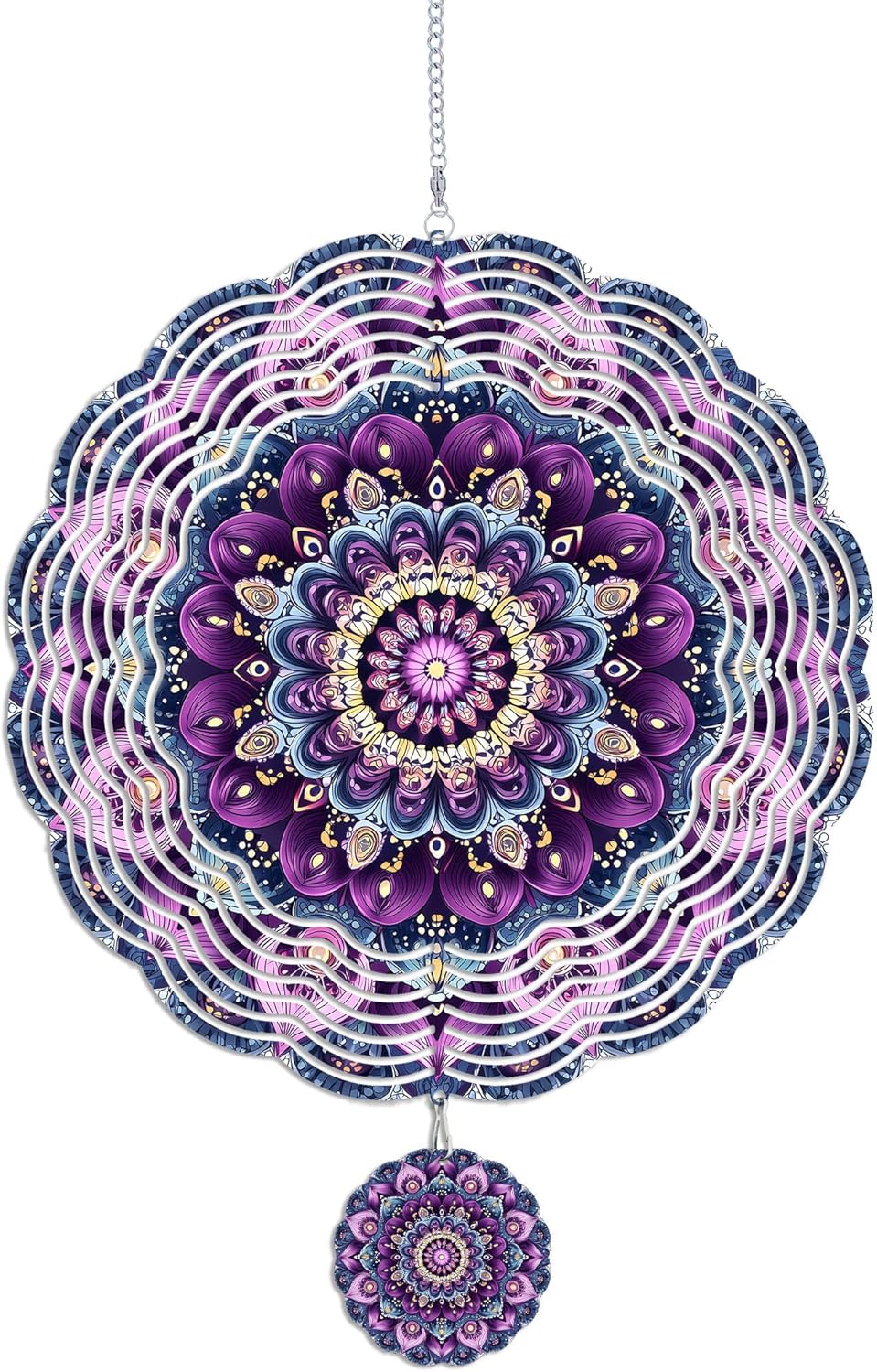 Wind Spinners Outdoor, Retro Kaleidoscope 3D Stainless Steel Wind Sculpture Spinner for Garden Outside Hanging Decor Mother's Day Christmas Birthday Gifts for Women Men Mom Nana 7.8 in