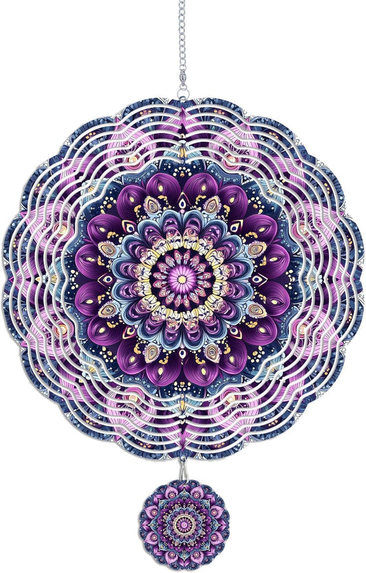 Wind Spinners Outdoor, Retro Kaleidoscope 3D Stainless Steel Wind Sculpture Spinner for Garden Outside Hanging Decor Mother's Day Christmas Birthday Gifts for Women Men Mom Nana 13.7 in